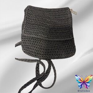 Black Crochet Mini Bag with Butterfly Charm